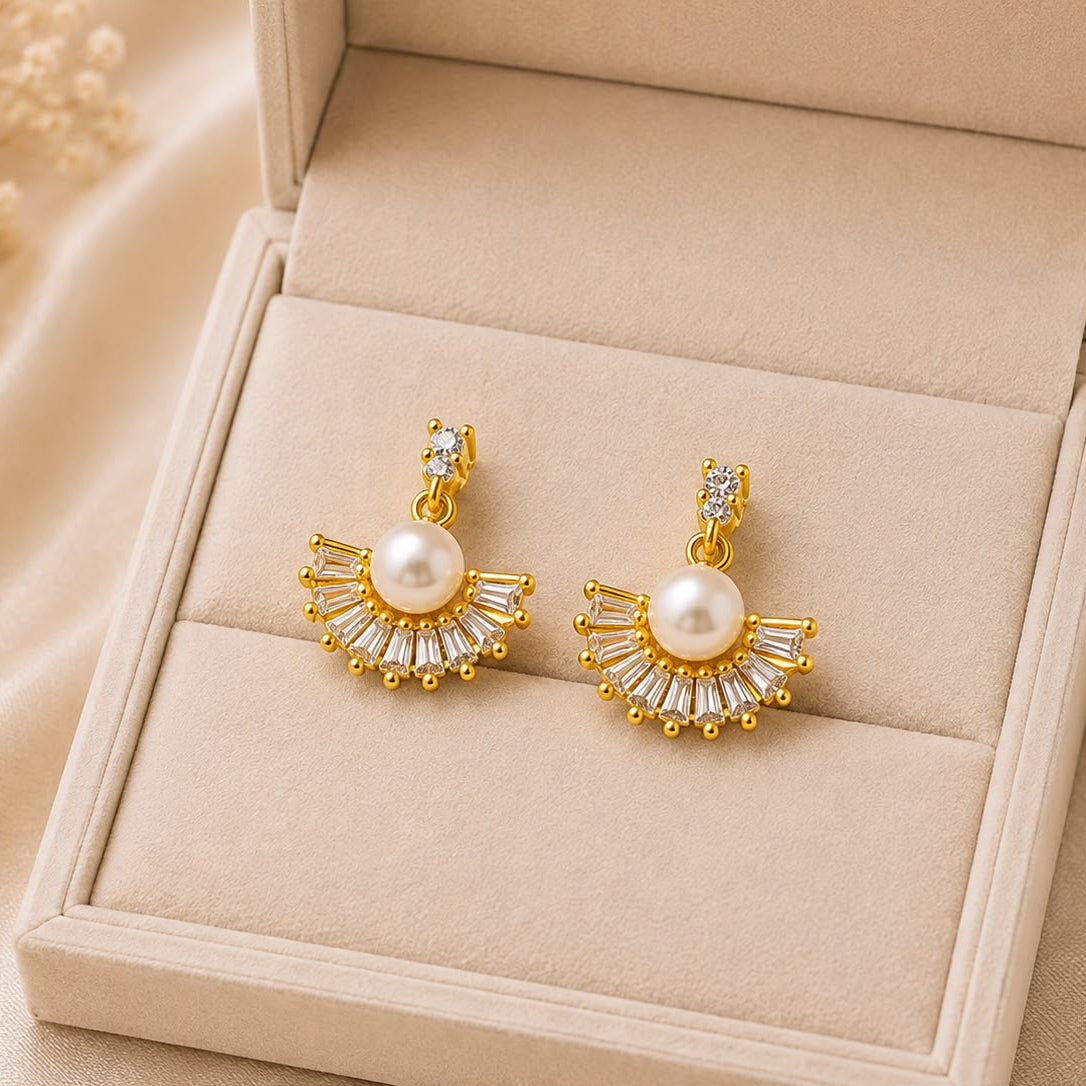 Artificial Zircon Pearl Earring